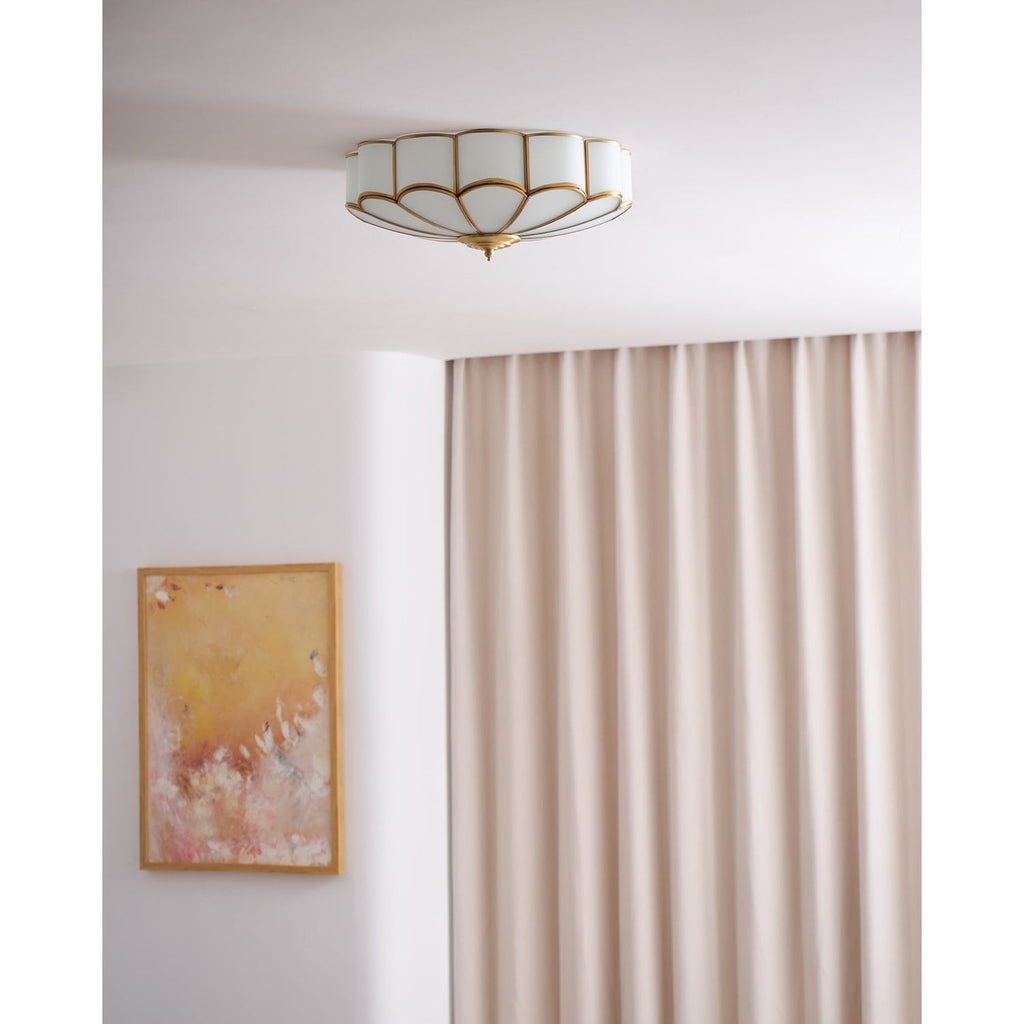 Flush Mount Ceiling Light with Scalloped Floral Design and Frosted Glass - Image 60