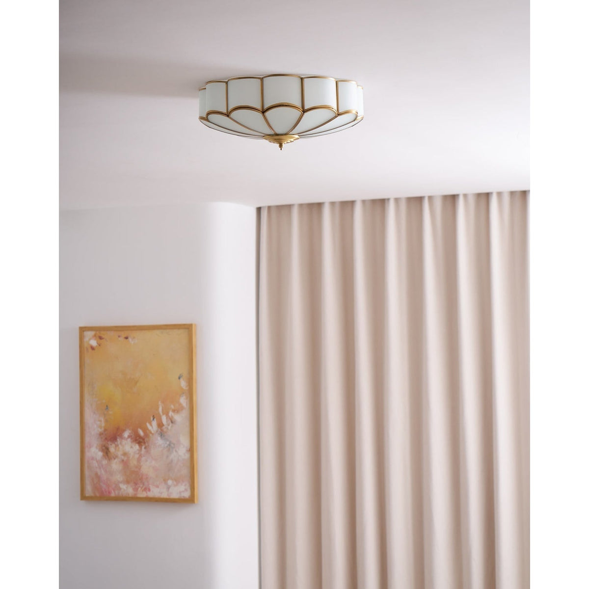 Flush Mount Ceiling Light with Scalloped Floral Design and Frosted Glass - Image 60