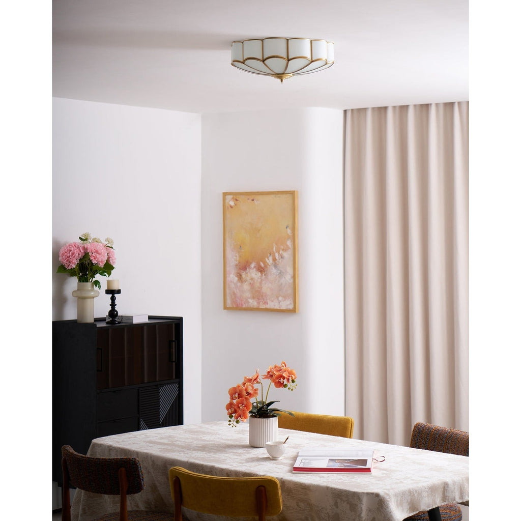 Flush Mount Ceiling Light with Scalloped Floral Design and Frosted Glass - Image 61