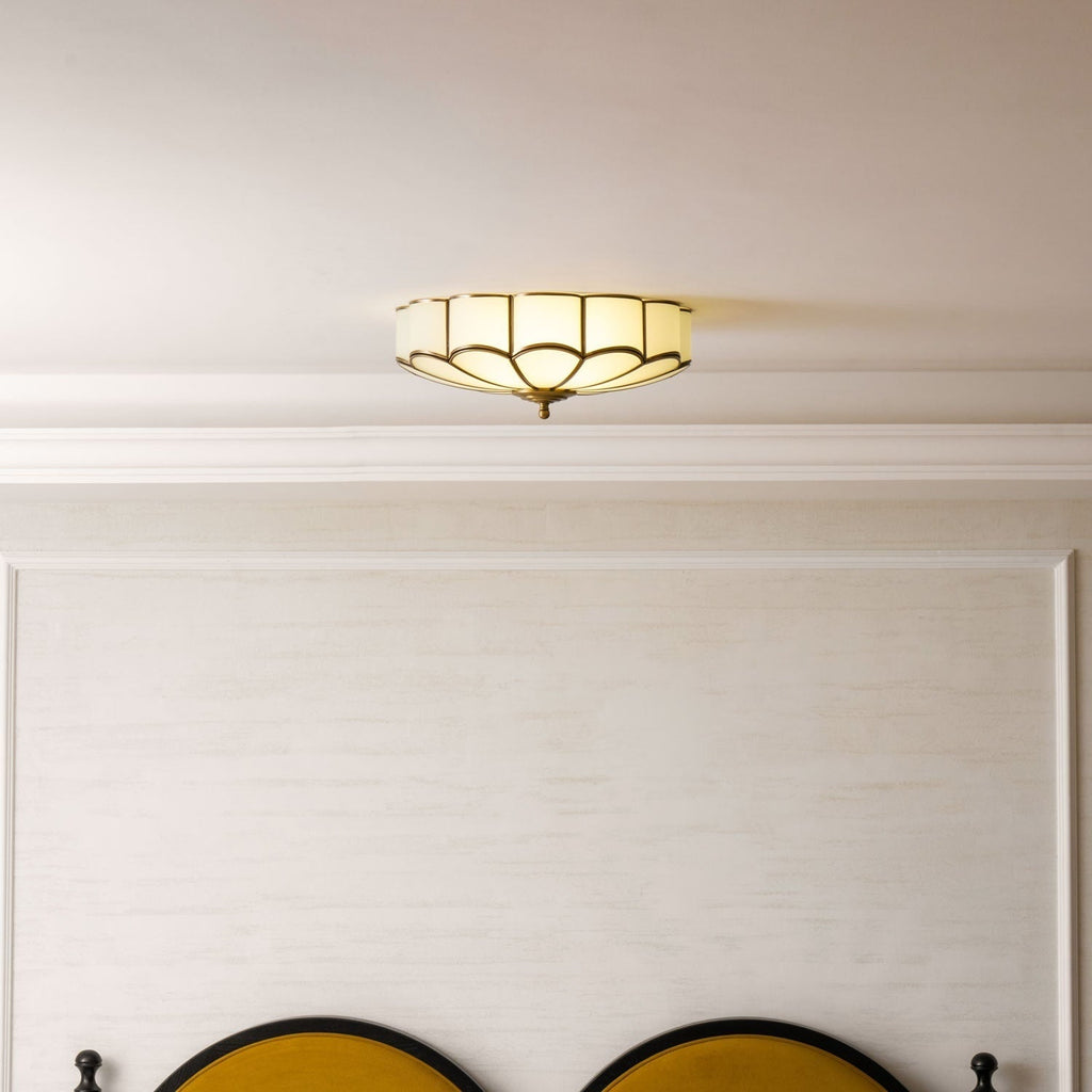 Flush Mount Ceiling Light with Scalloped Floral Design and Frosted Glass - Image 62