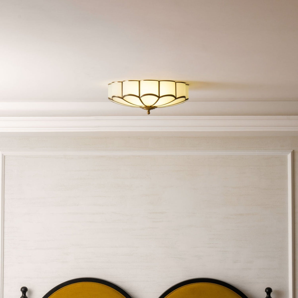 Flush Mount Ceiling Light with Scalloped Floral Design and Frosted Glass - Image 62
