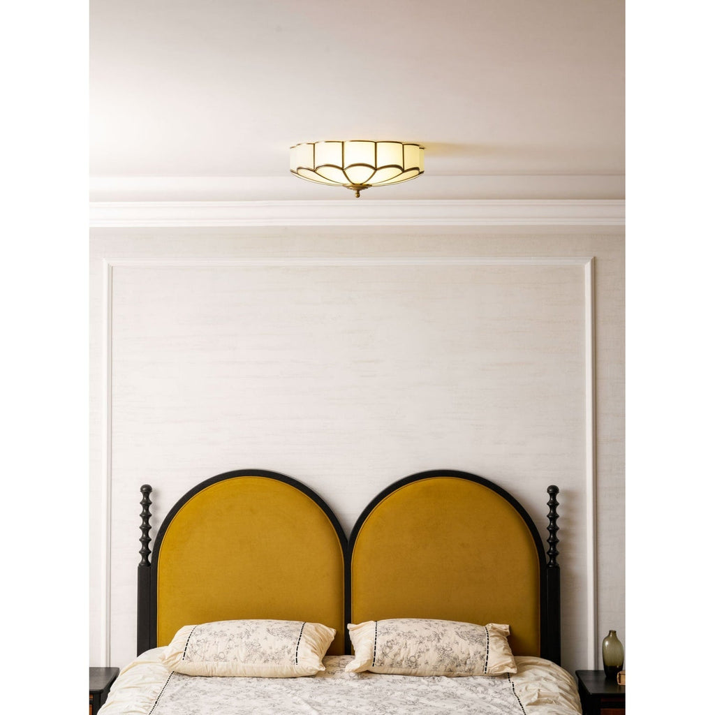 Flush Mount Ceiling Light with Scalloped Floral Design and Frosted Glass - Image 63