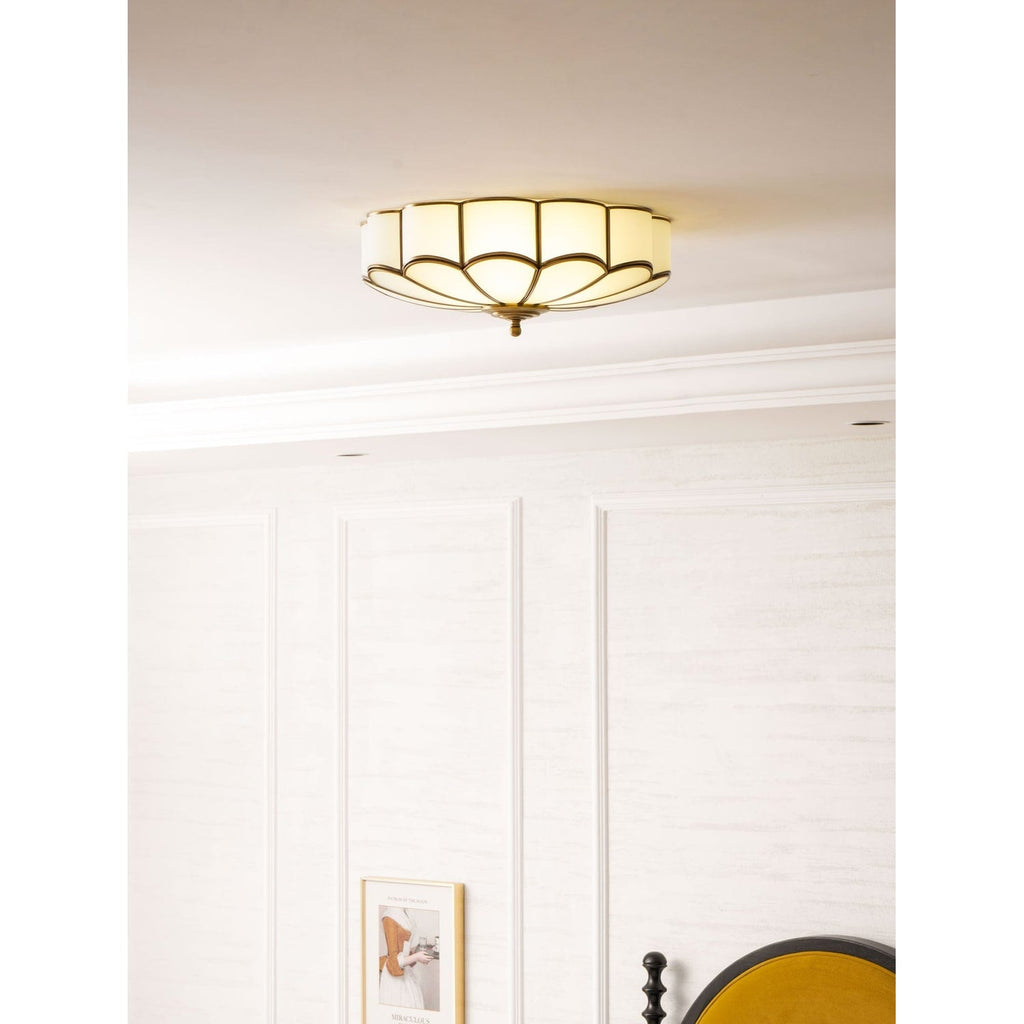 Flush Mount Ceiling Light with Scalloped Floral Design and Frosted Glass - Image 64