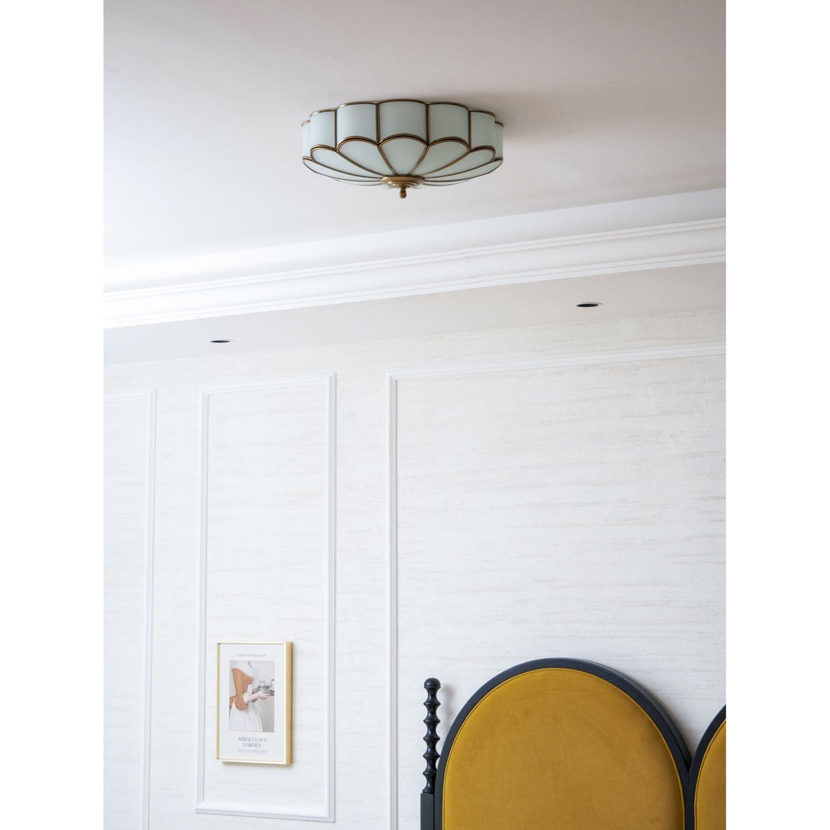 Flush Mount Ceiling Light with Scalloped Floral Design and Frosted Glass - Image 65