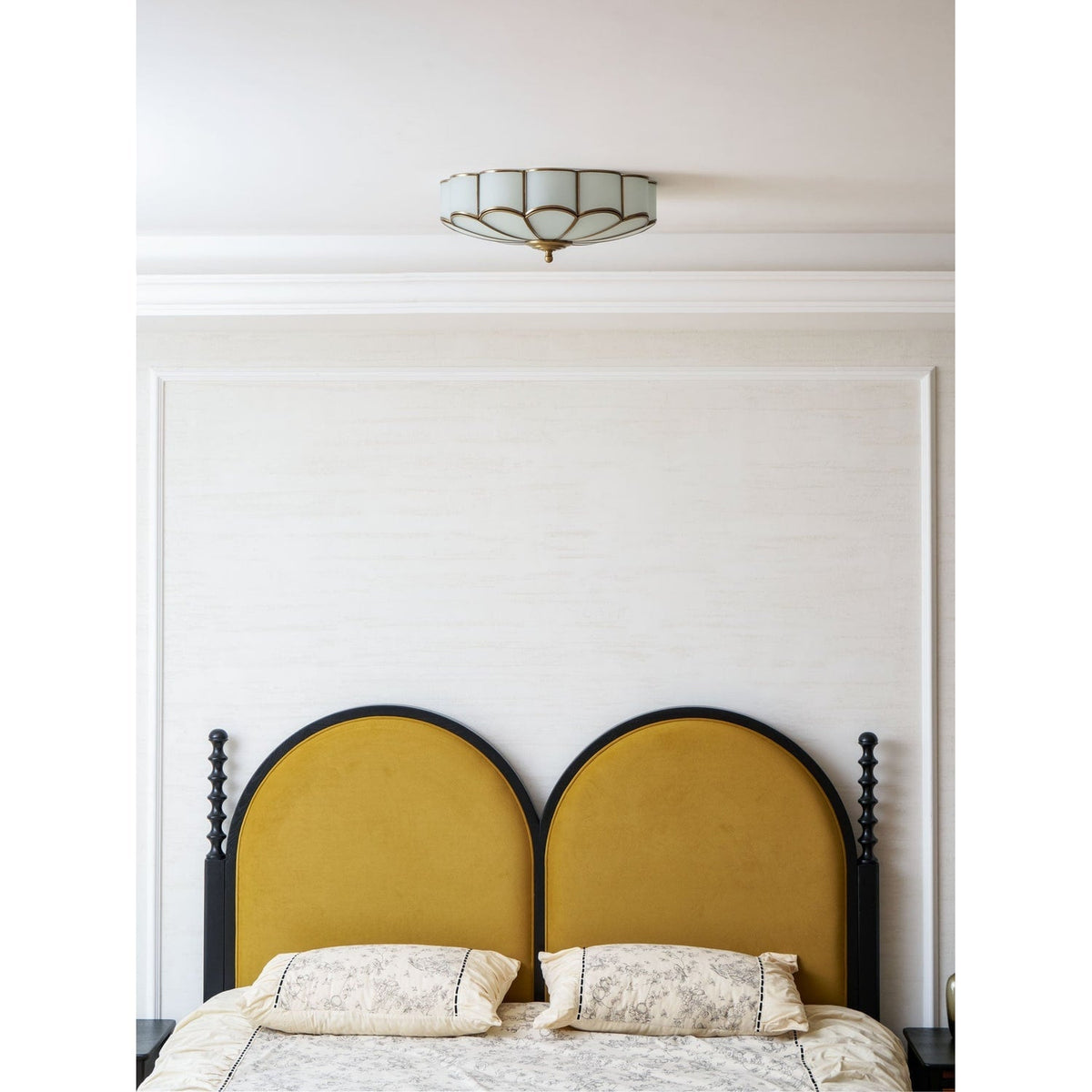 Flush Mount Ceiling Light with Scalloped Floral Design and Frosted Glass - Image 66