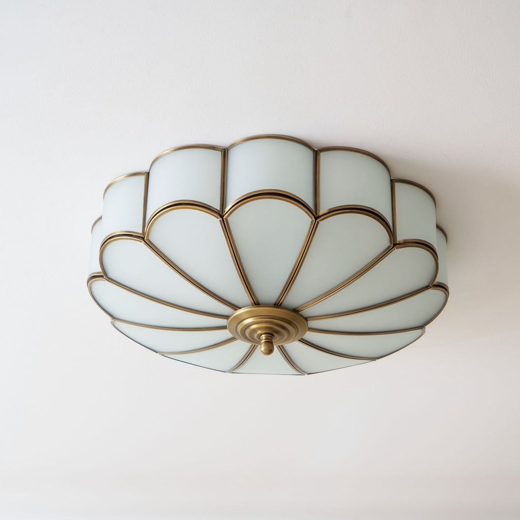 Flush Mount Ceiling Light with Scalloped Floral Design and Frosted Glass - Image 67