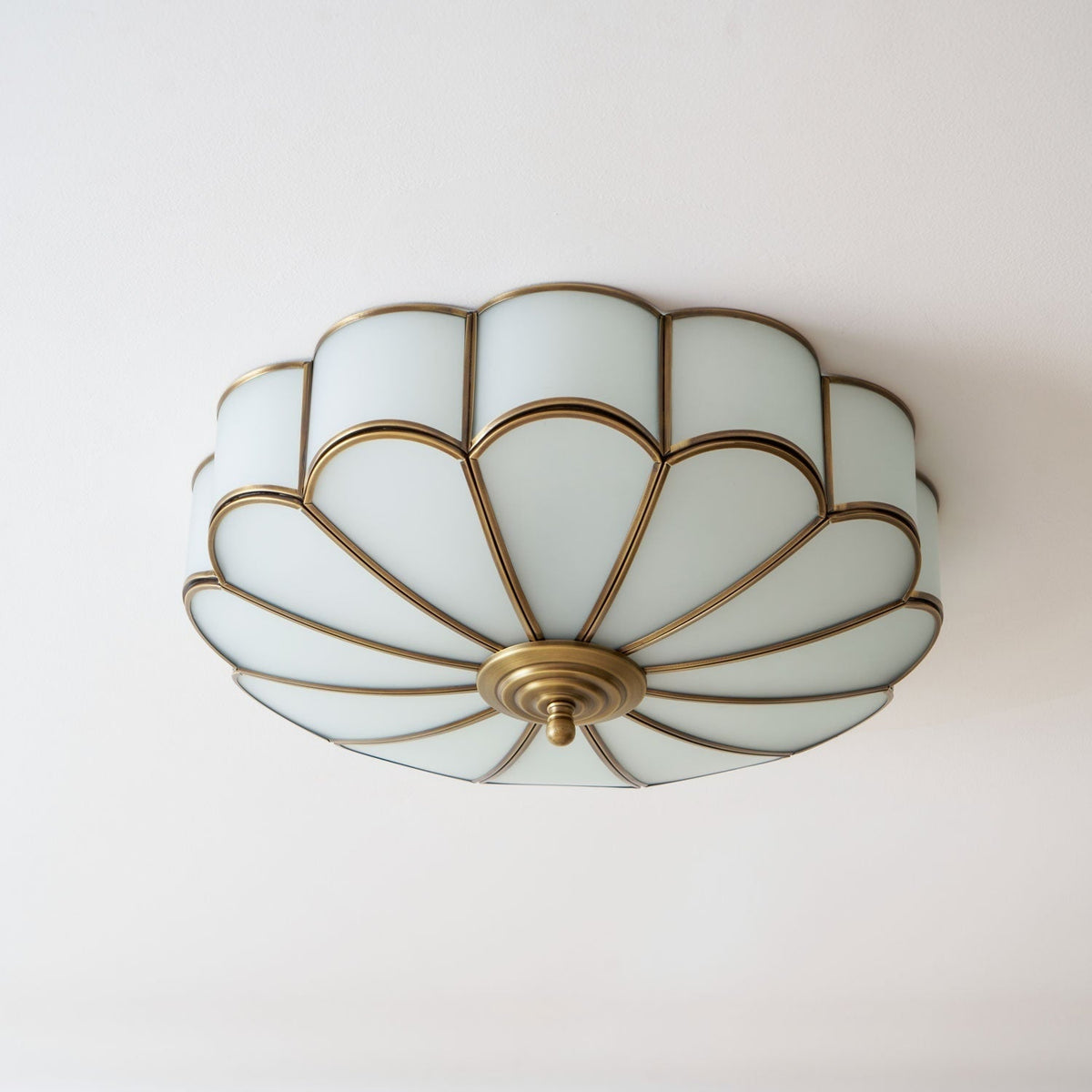 Flush Mount Ceiling Light with Scalloped Floral Design and Frosted Glass - Image 67
