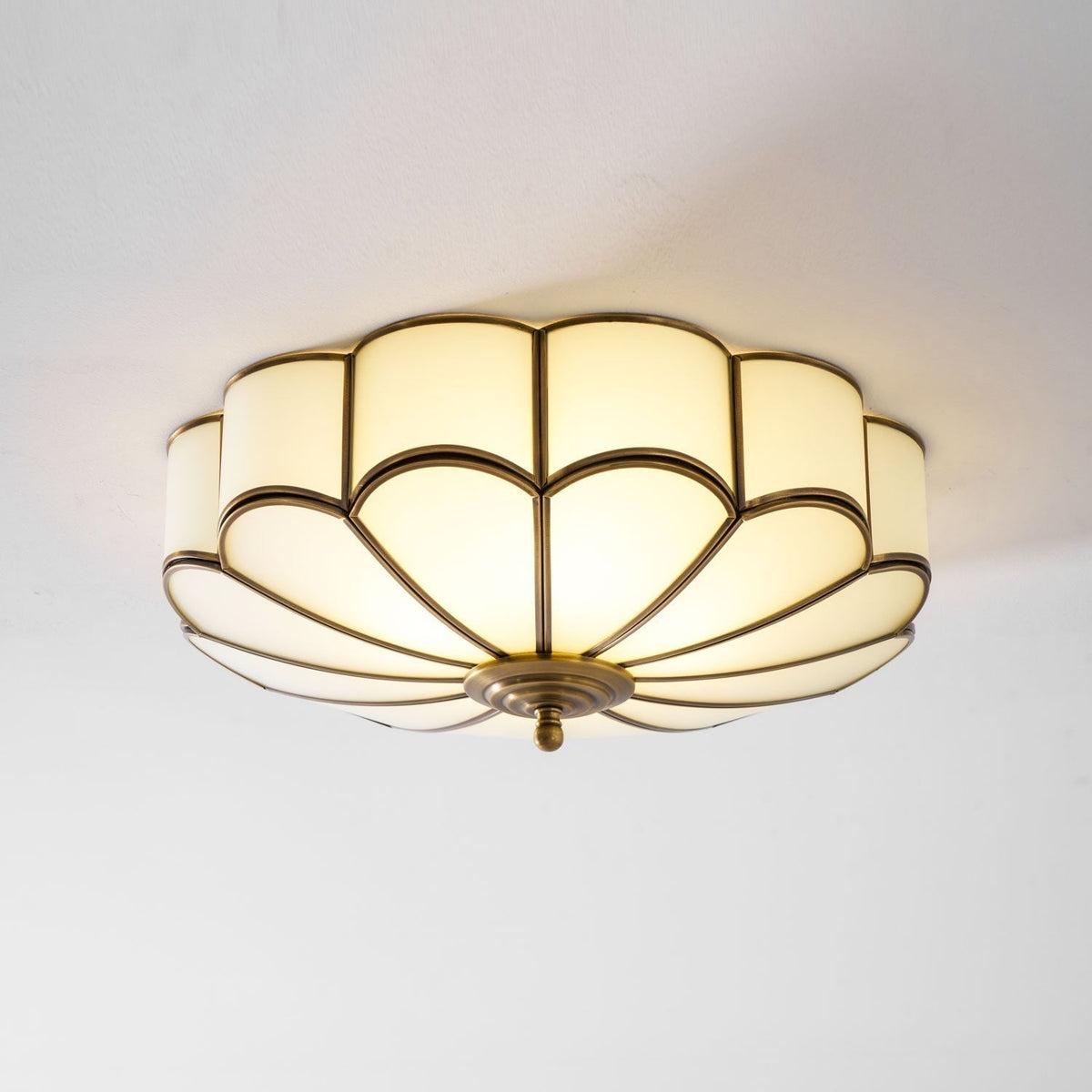 Flush Mount Ceiling Light with Scalloped Floral Design and Frosted Glass - Image 68