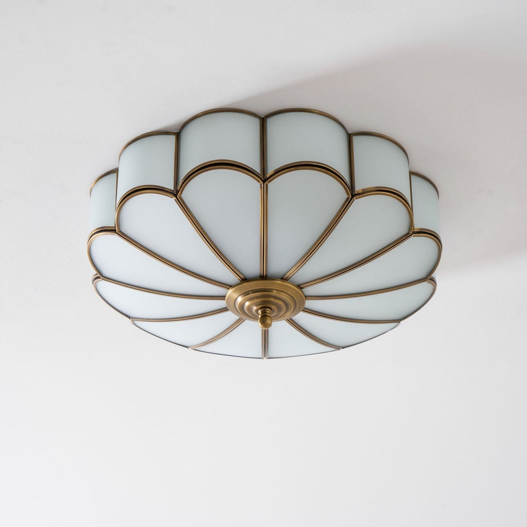 Flush Mount Ceiling Light with Scalloped Floral Design and Frosted Glass - Image 70