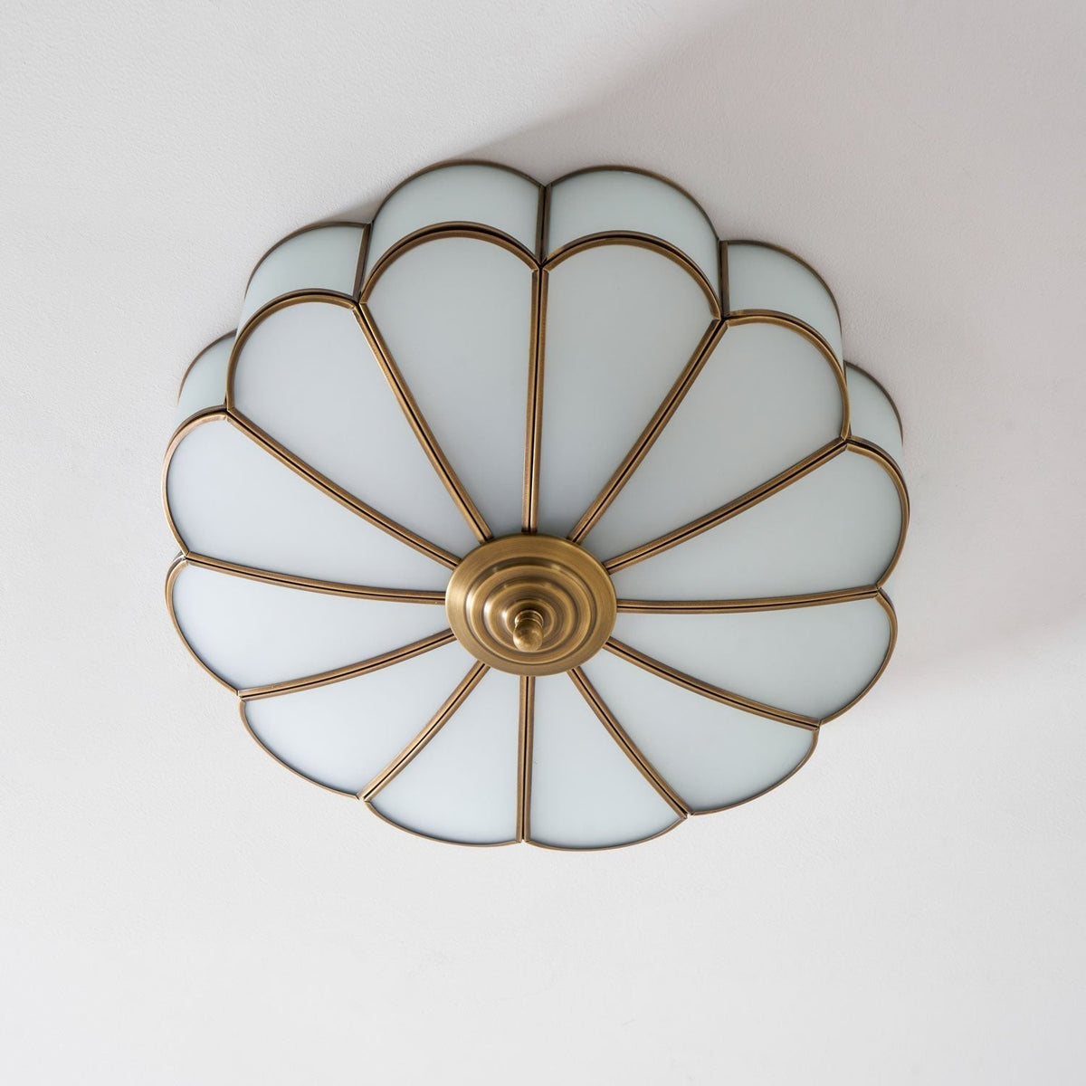 Flush Mount Ceiling Light with Scalloped Floral Design and Frosted Glass - Image 71