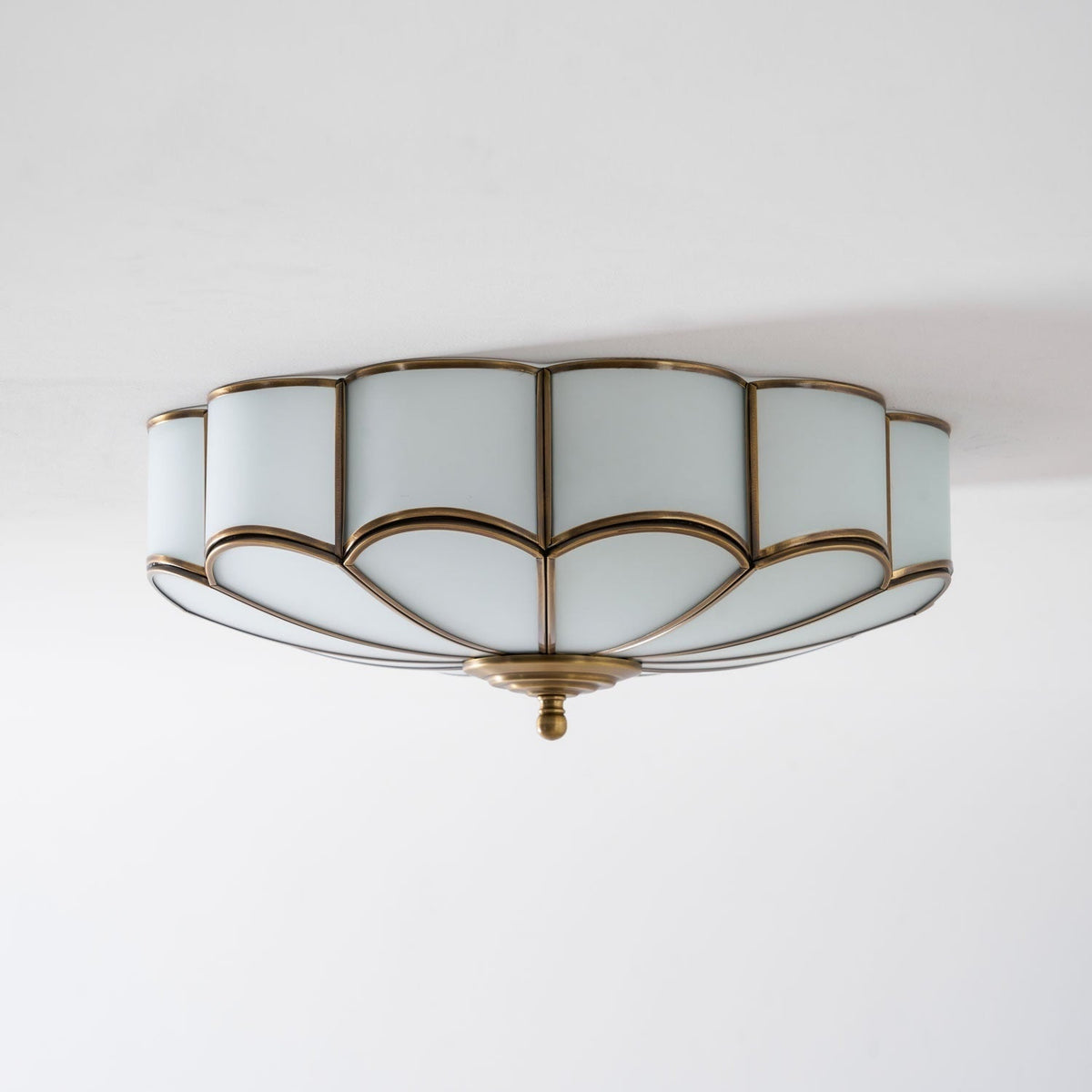 Flush Mount Ceiling Light with Scalloped Floral Design and Frosted Glass - Image 72