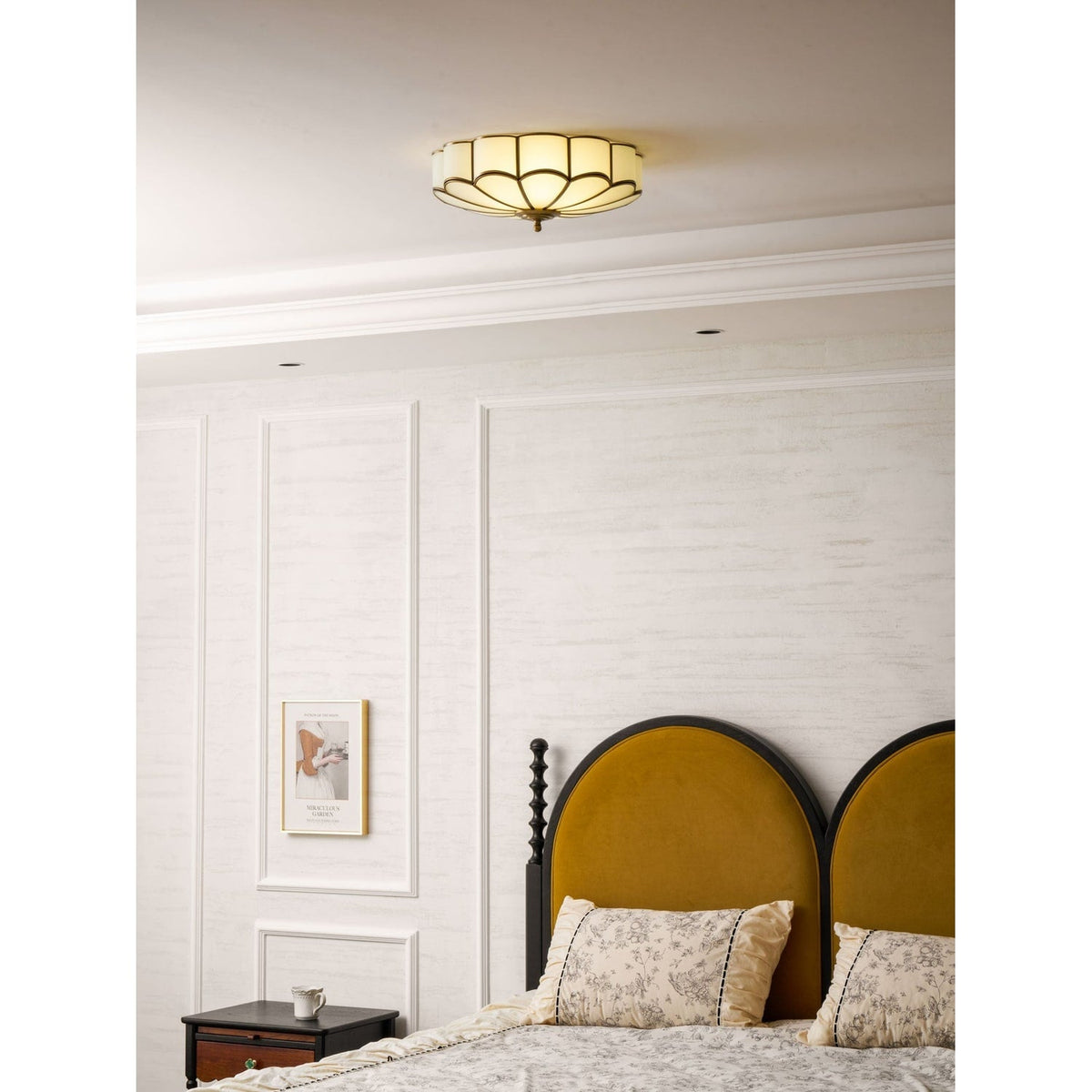 Flush Mount Ceiling Light with Scalloped Floral Design and Frosted Glass - Image 73