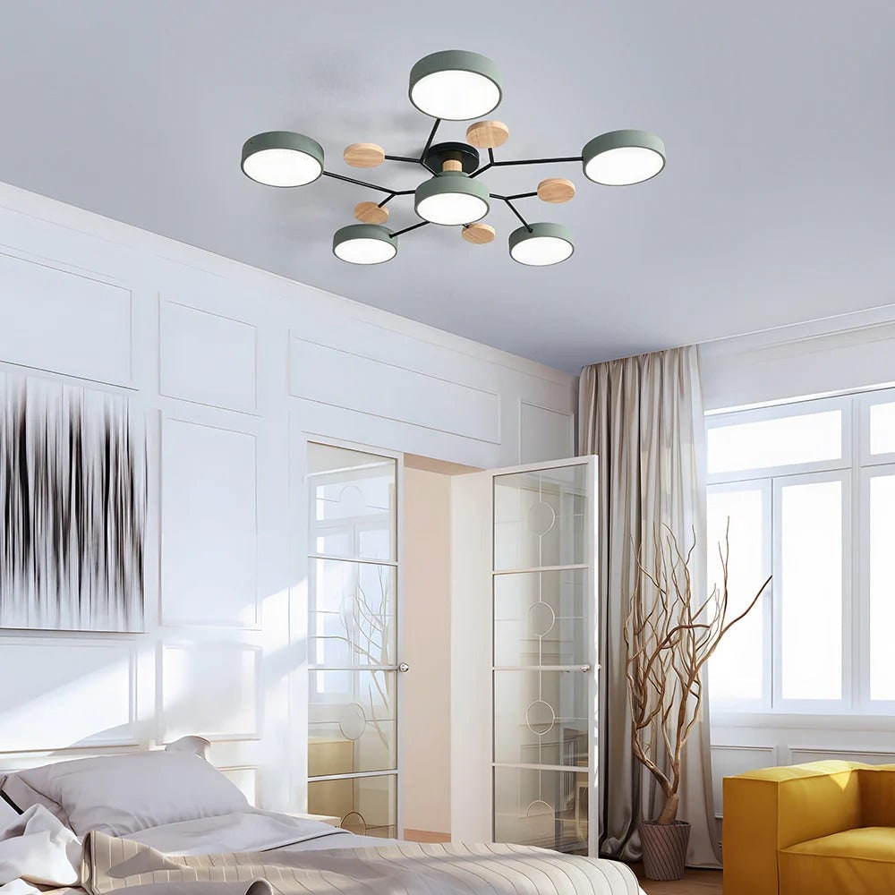 Flush Mount Ceiling Light with Semi Modern LED Design and Wooden Accents - Image 10