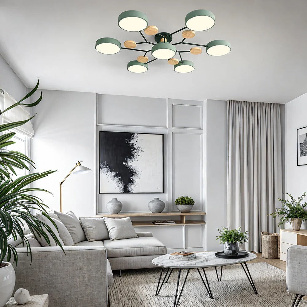 Flush Mount Ceiling Light with Semi Modern LED Design and Wooden Accents - Image 11