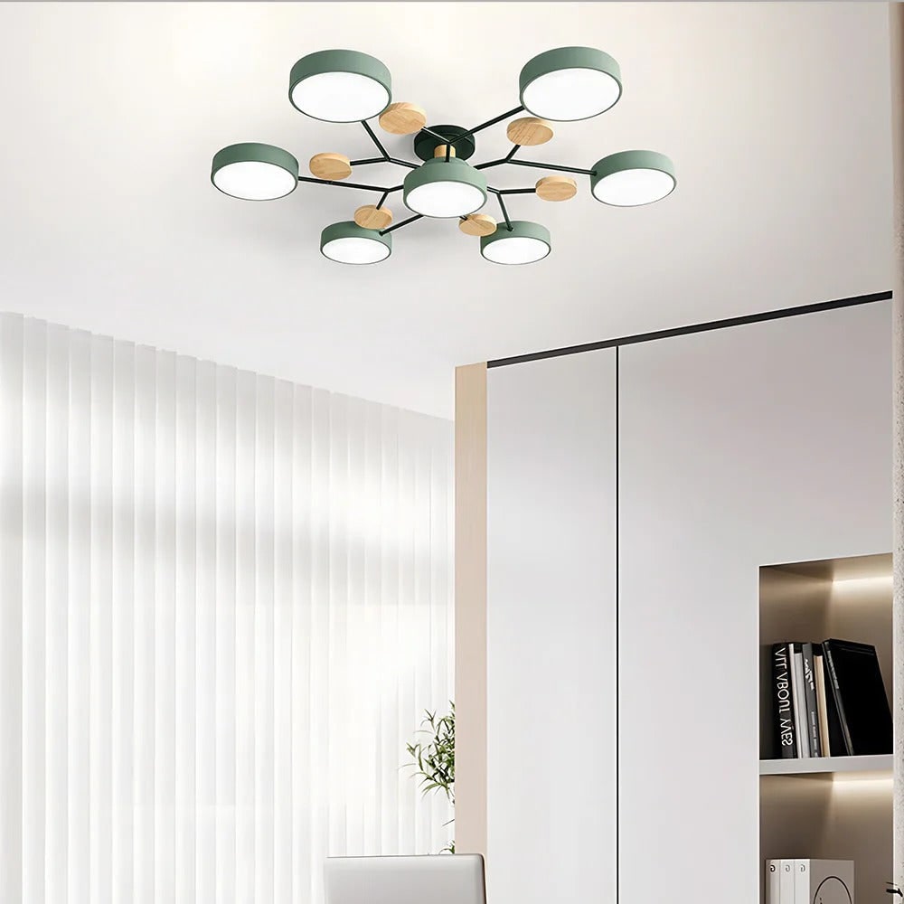 Flush Mount Ceiling Light with Semi Modern LED Design and Wooden Accents - Image 12