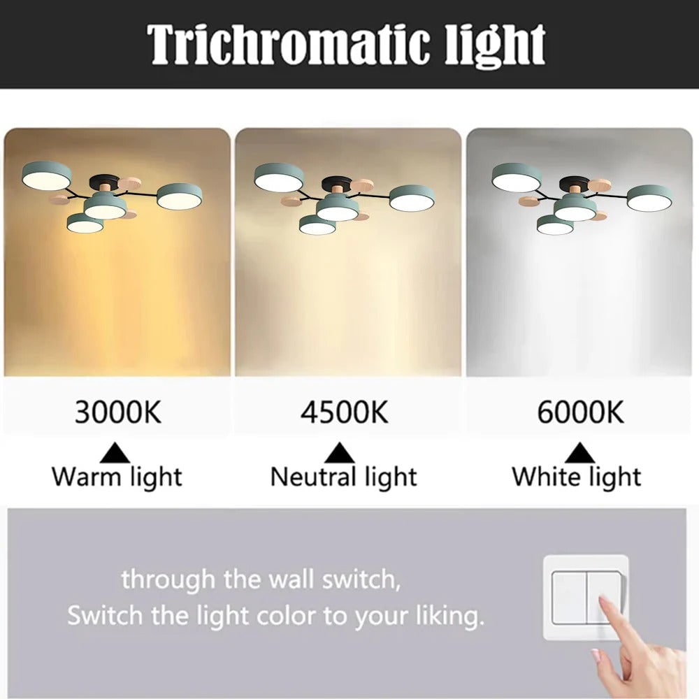 Flush Mount Ceiling Light with Semi Modern LED Design and Wooden Accents - Image 13