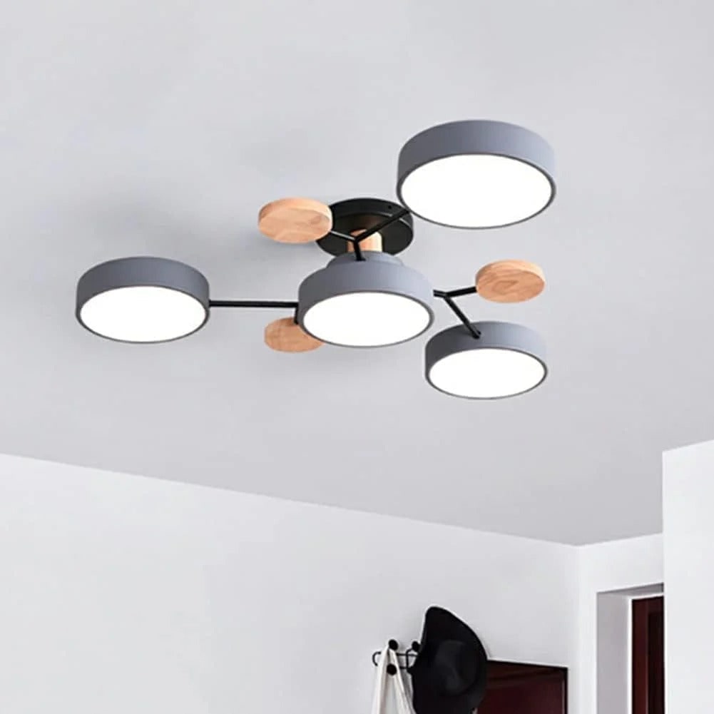 Flush Mount Ceiling Light with Semi Modern LED Design and Wooden Accents - Image 14