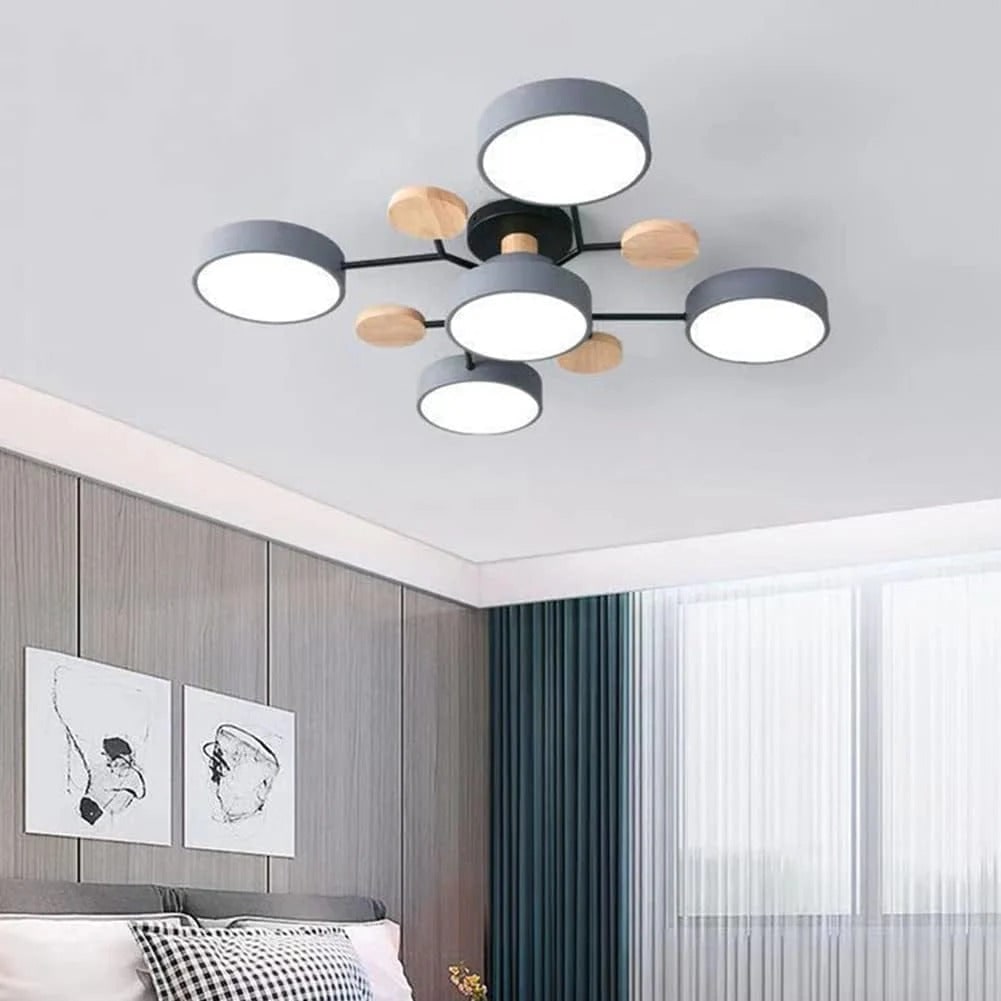 Flush Mount Ceiling Light with Semi Modern LED Design and Wooden Accents - Image 16