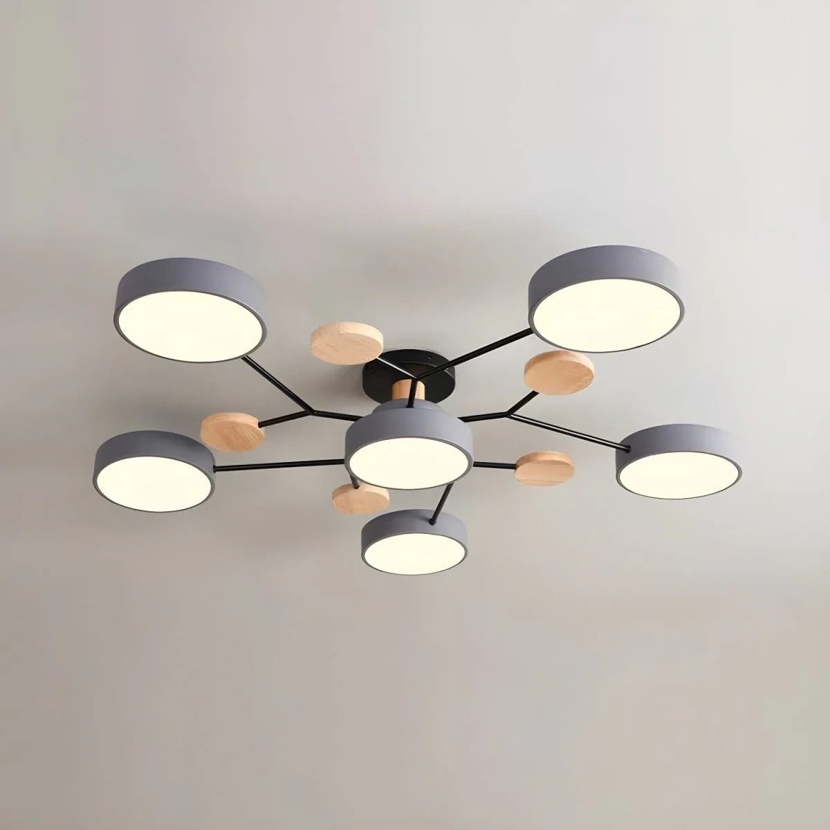 Flush Mount Ceiling Light with Semi Modern LED Design and Wooden Accents - Image 17