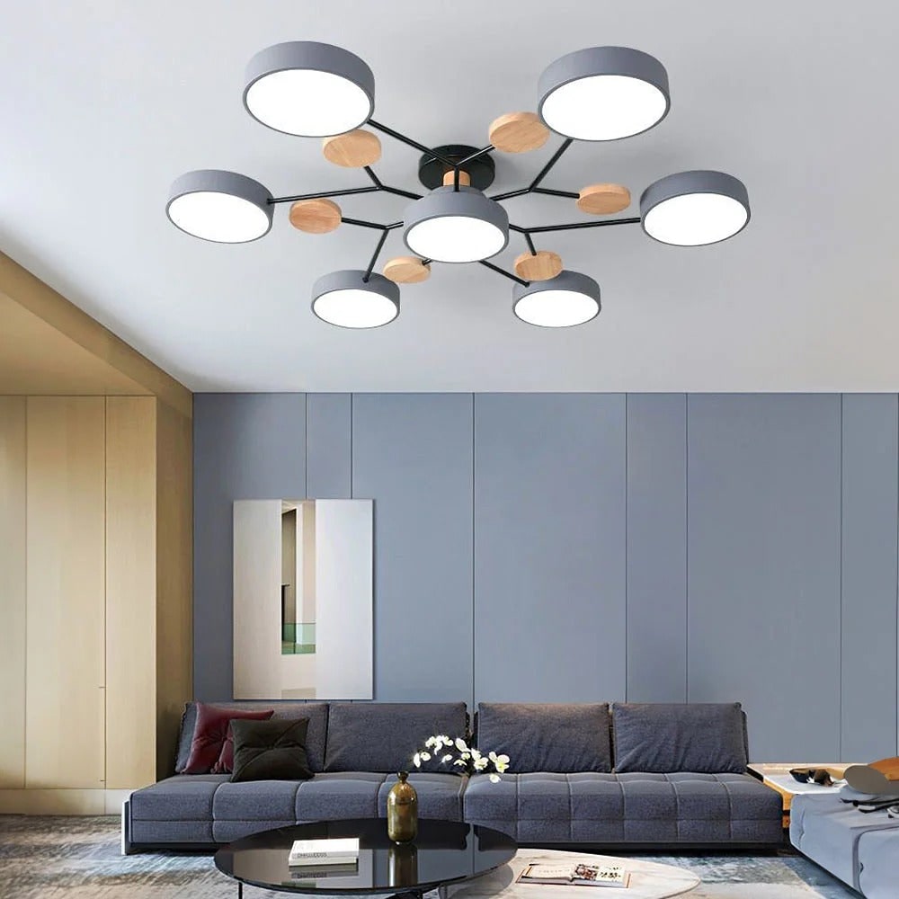 Flush Mount Ceiling Light with Semi Modern LED Design and Wooden Accents - Image 18