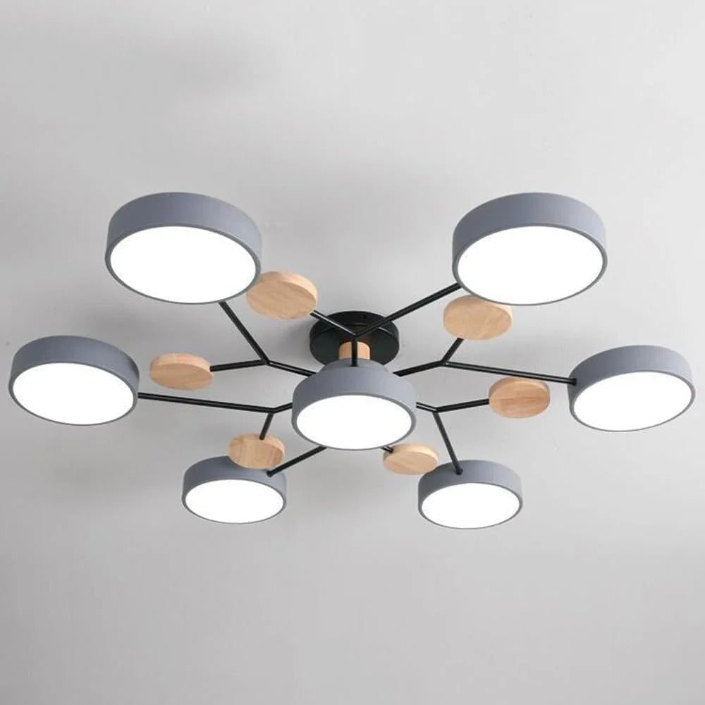 Flush Mount Ceiling Light with Semi Modern LED Design and Wooden Accents - Image 19