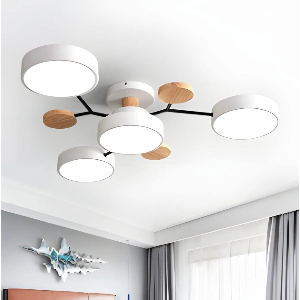 Flush Mount Ceiling Light with Semi Modern LED Design and Wooden Accents - Image 20