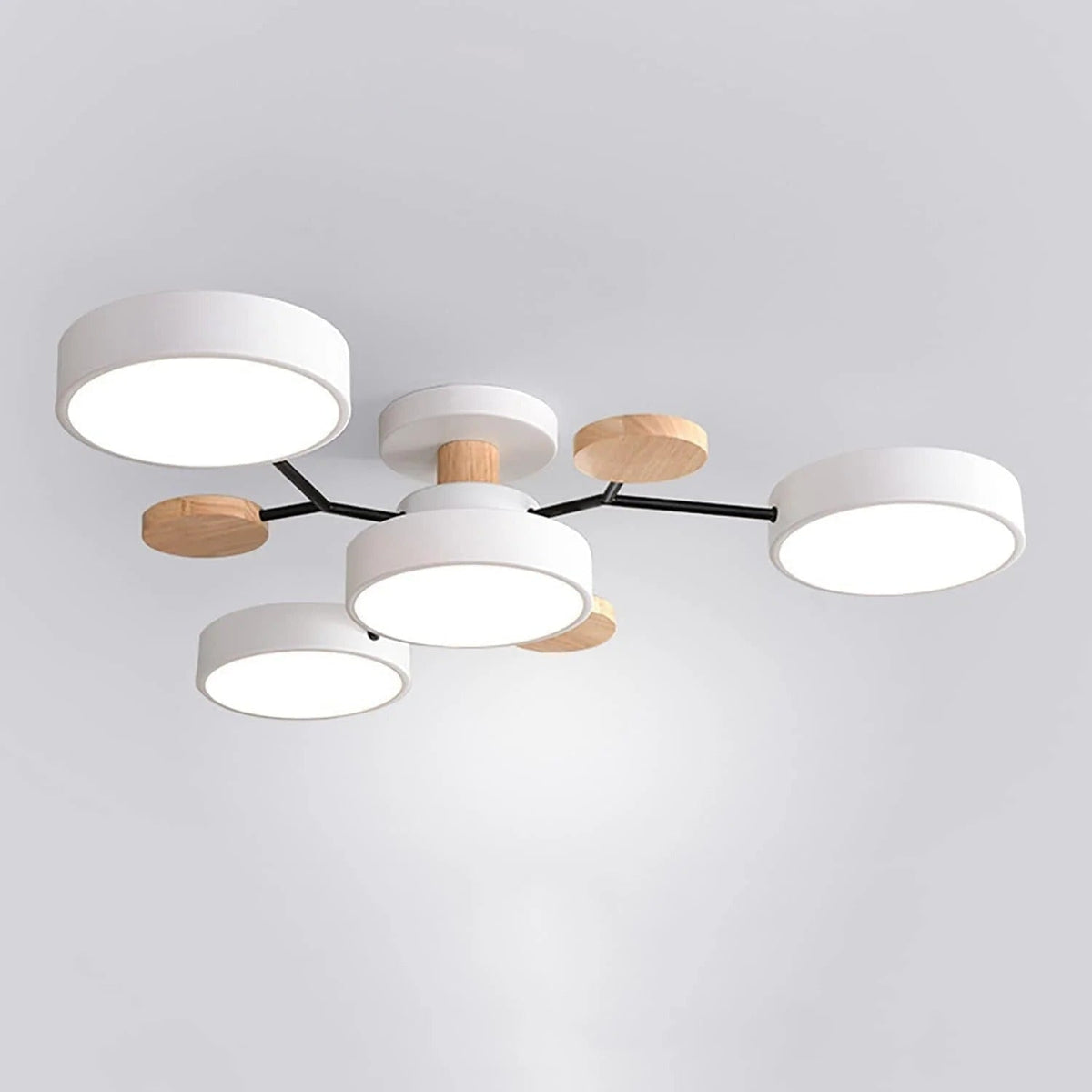 Flush Mount Ceiling Light with Semi Modern LED Design and Wooden Accents - Image 21