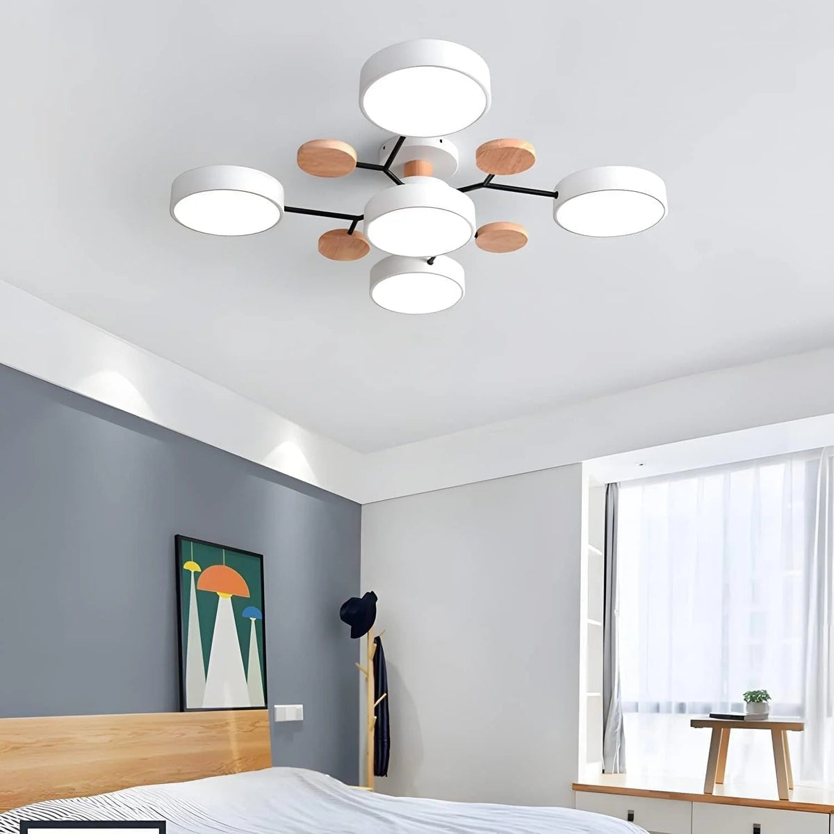 Flush Mount Ceiling Light with Semi Modern LED Design and Wooden Accents - Image 23