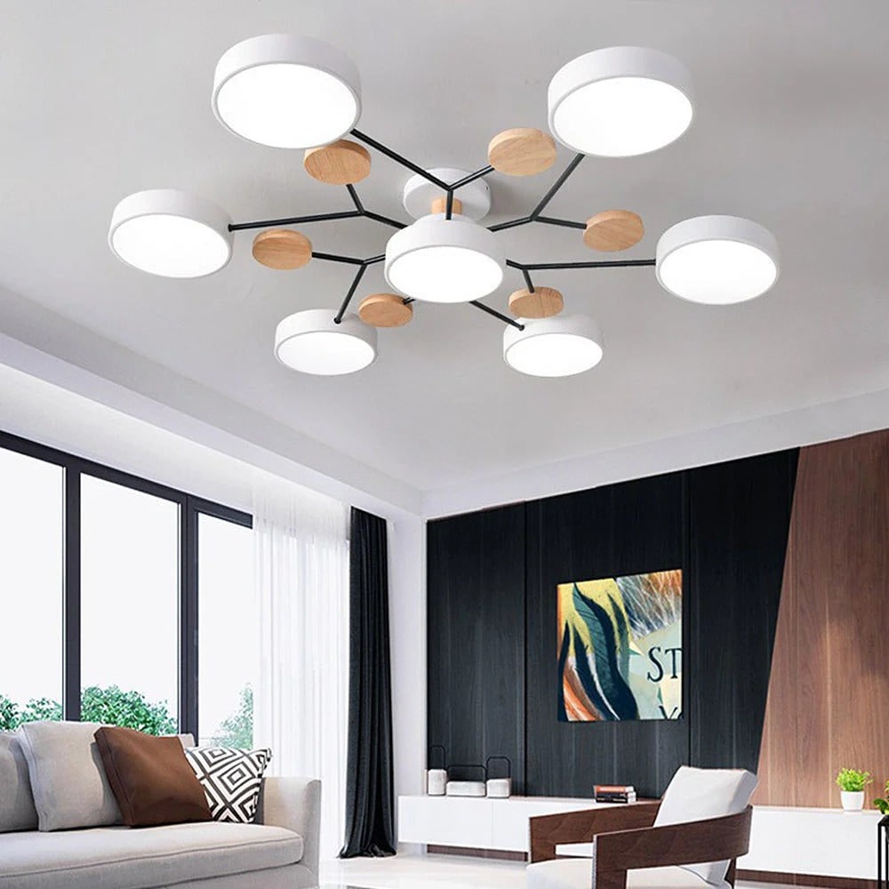Flush Mount Ceiling Light with Semi Modern LED Design and Wooden Accents - Image 25