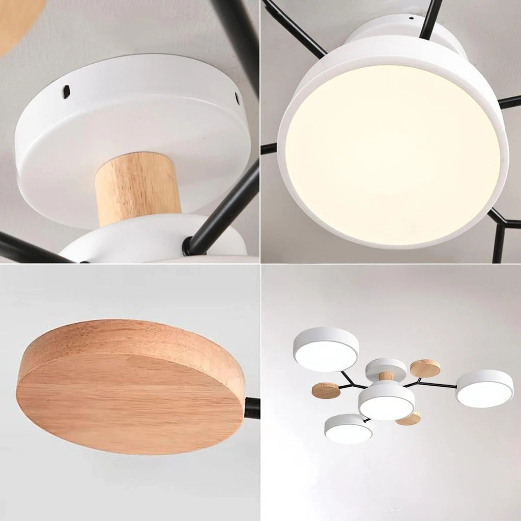 Flush Mount Ceiling Light with Semi Modern LED Design and Wooden Accents - Image 27