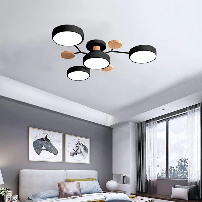 Flush Mount Ceiling Light with Semi Modern LED Design and Wooden Accents - Image 28