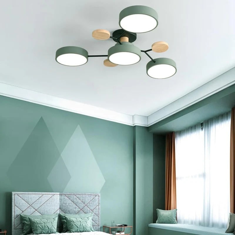 Flush Mount Ceiling Light with Semi Modern LED Design and Wooden Accents - Image 3