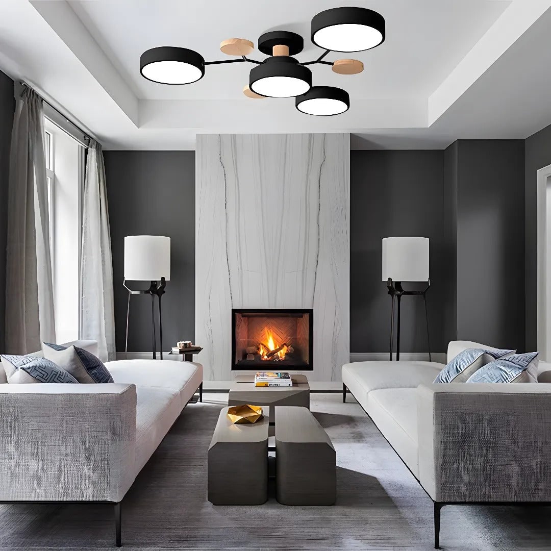 Flush Mount Ceiling Light with Semi Modern LED Design and Wooden Accents - Image 30