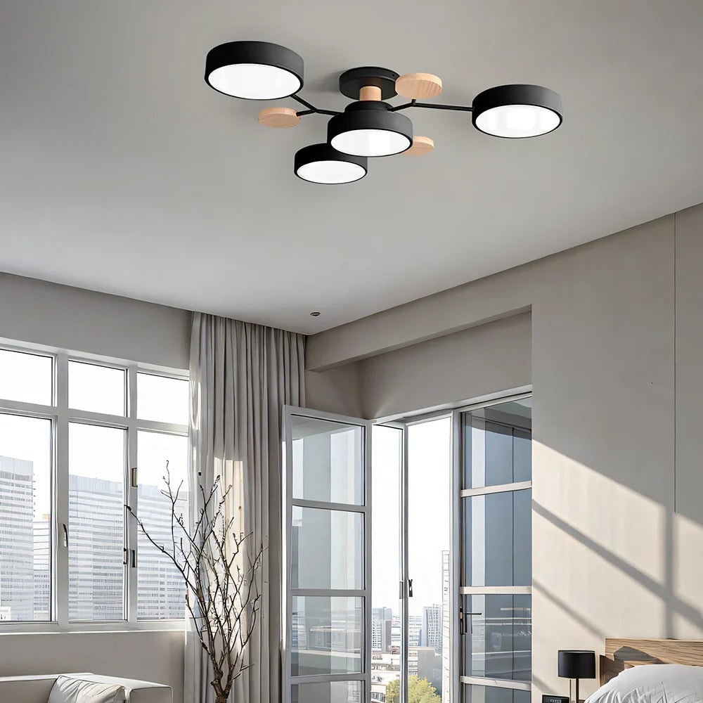 Flush Mount Ceiling Light with Semi Modern LED Design and Wooden Accents - Image 32