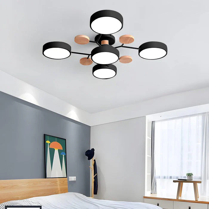 Flush Mount Ceiling Light with Semi Modern LED Design and Wooden Accents - Image 33