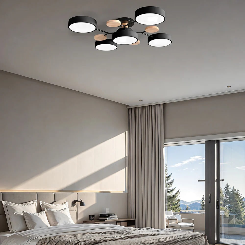 Flush Mount Ceiling Light with Semi Modern LED Design and Wooden Accents - Image 35
