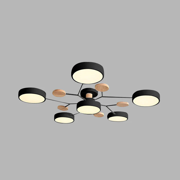 Flush Mount Ceiling Light with Semi Modern LED Design and Wooden Accents - Image 37