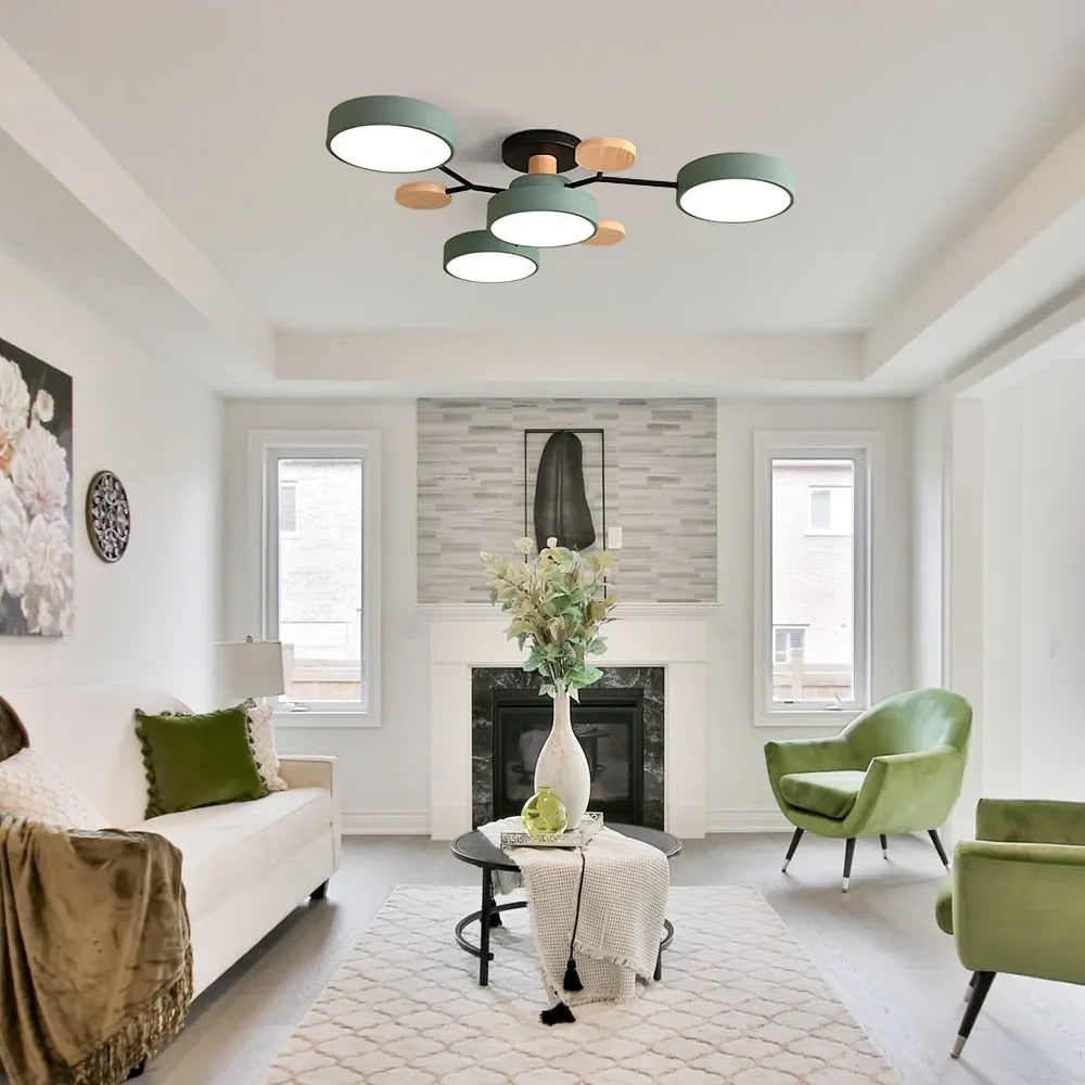Flush Mount Ceiling Light with Semi Modern LED Design and Wooden Accents - Image 5