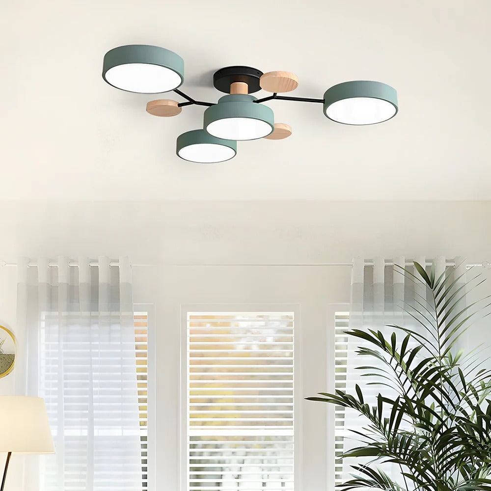 Flush Mount Ceiling Light with Semi Modern LED Design and Wooden Accents - Image 6