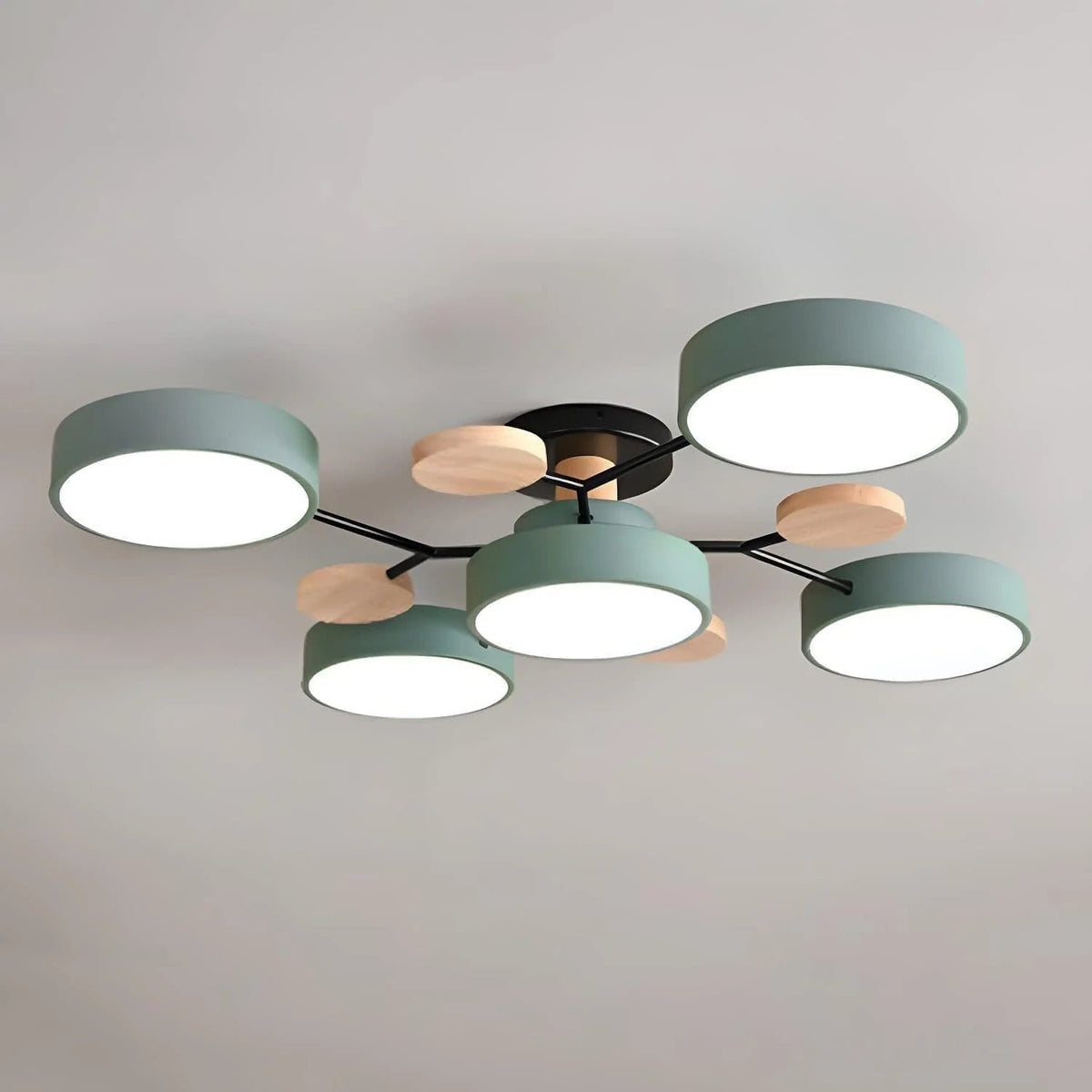 Flush Mount Ceiling Light with Semi Modern LED Design and Wooden Accents - Image 7