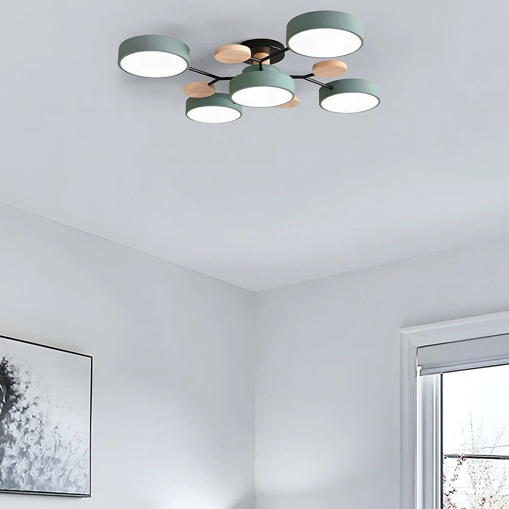Flush Mount Ceiling Light with Semi Modern LED Design and Wooden Accents - Image 8