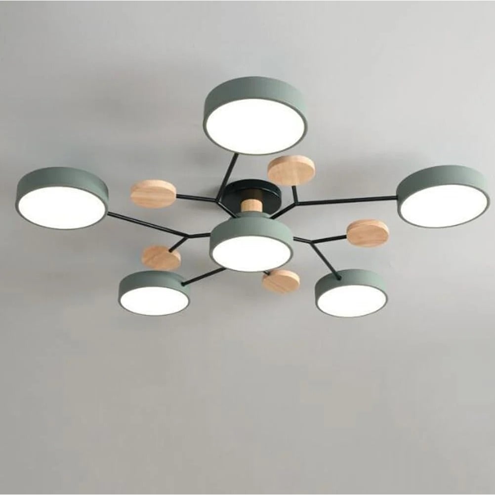 Flush Mount Ceiling Light with Semi Modern LED Design and Wooden Accents - Image 9