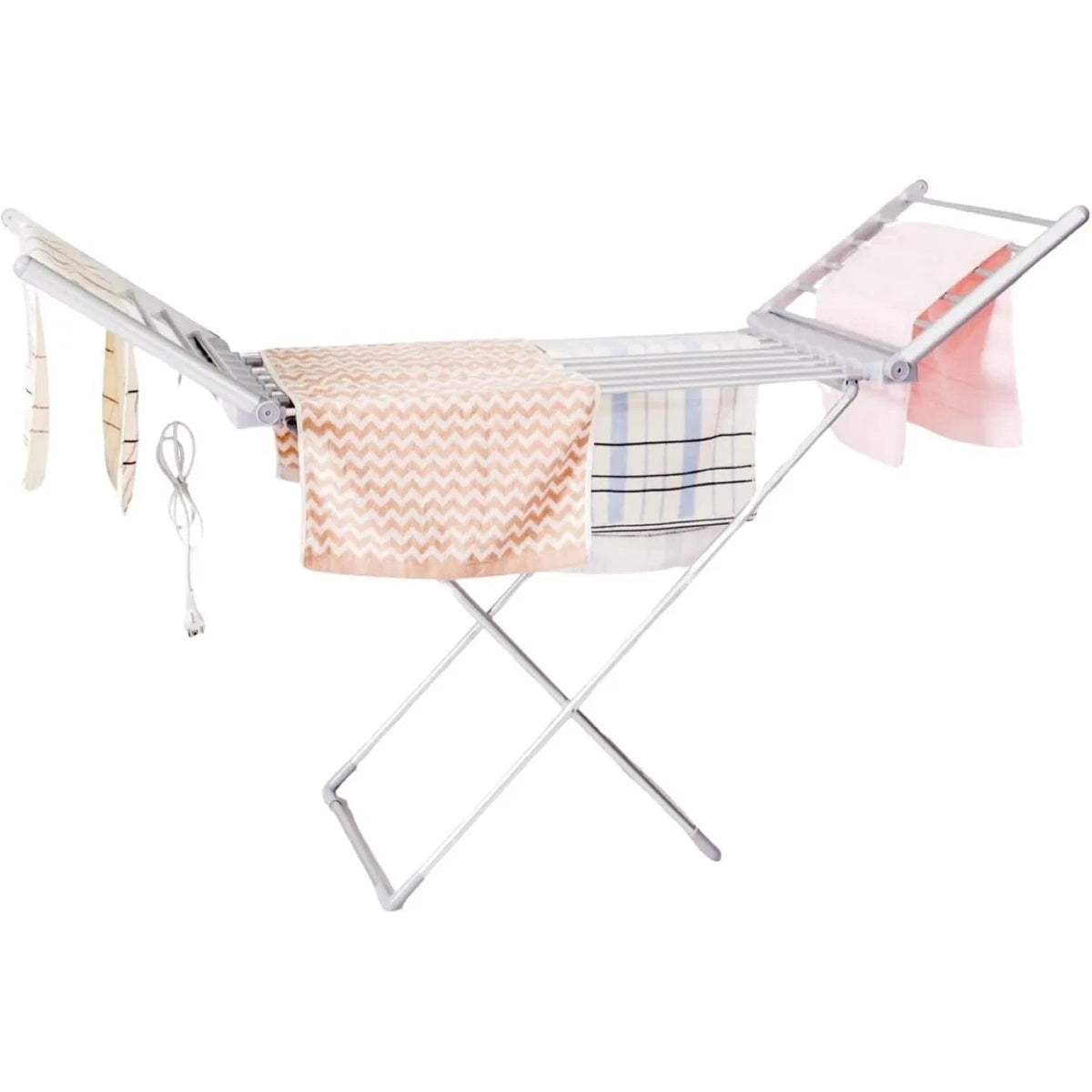 Foldable Clothes Drying Rack with Heated Aluminum Bars and Adjustable Folding Wings - Image 6