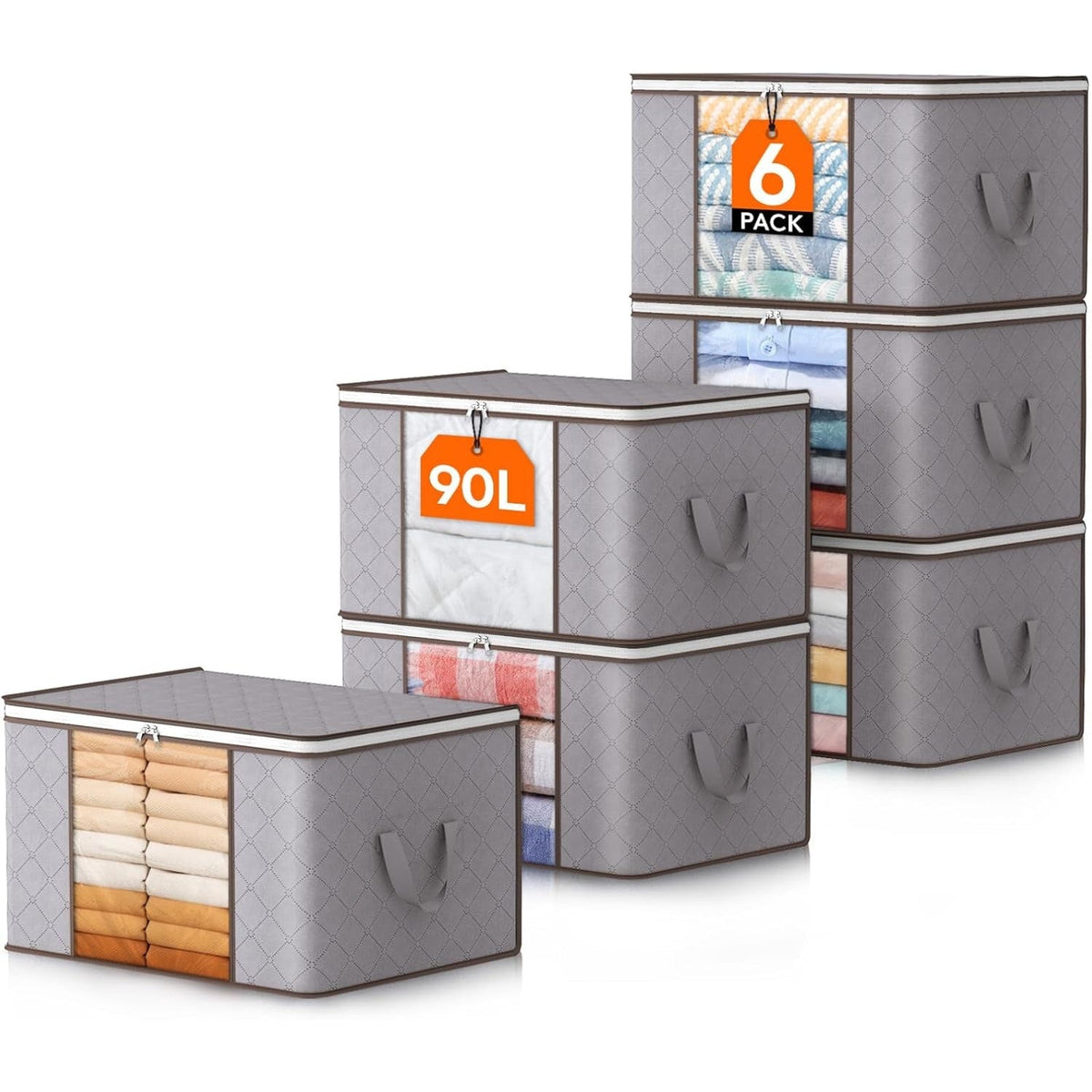 Foldable Clothes Storage Bags with Clear Window and Handles for Blankets - Image 1
