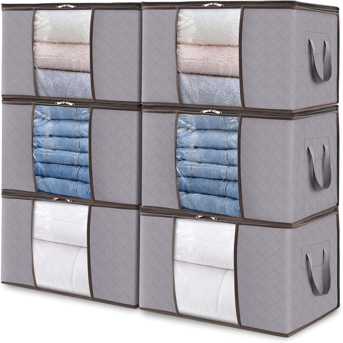 Foldable Clothes Storage Bags with Clear Window and Handles for Blankets - Image 12