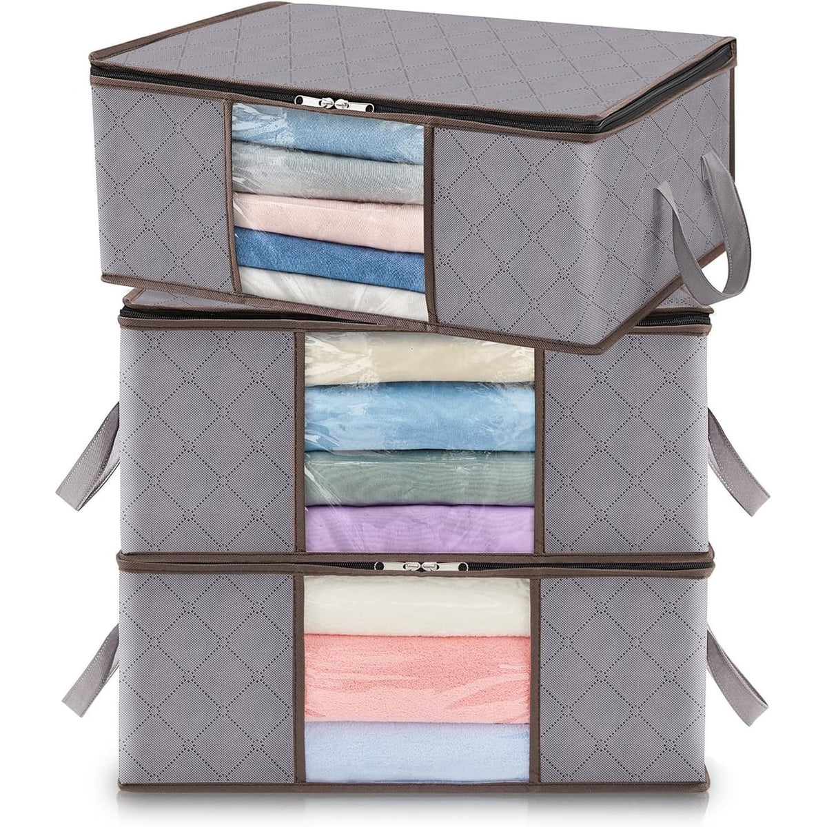 Foldable Clothes Storage Bags with Clear Window and Handles for Blankets - Image 15