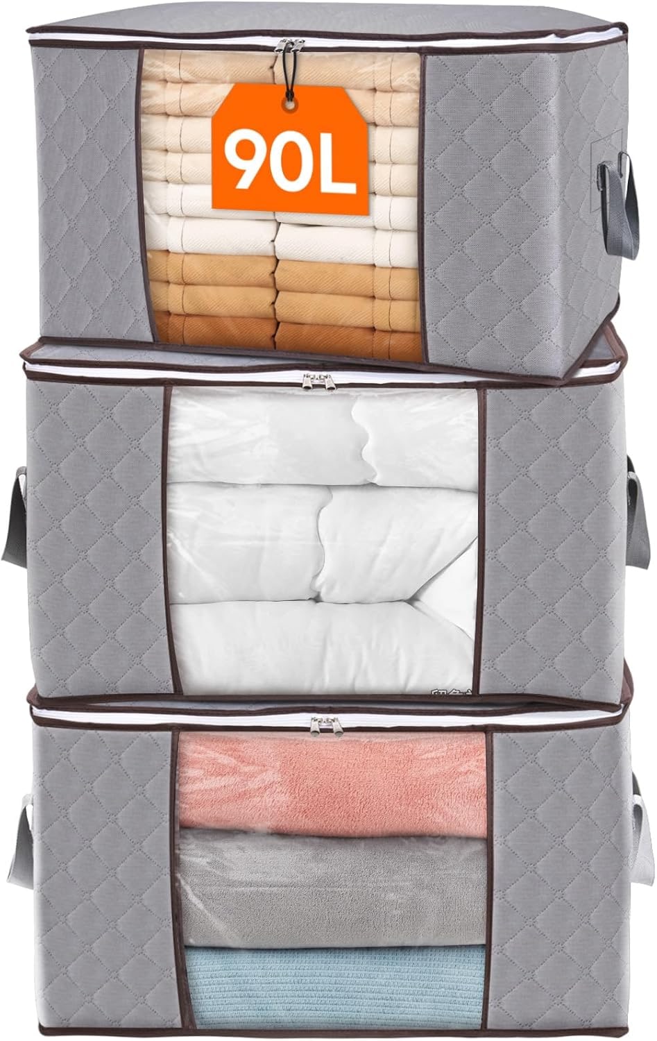 Foldable Clothes Storage Bags with Clear Window and Handles for Blankets - Image 2