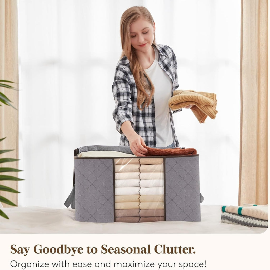 Foldable Clothes Storage Bags with Clear Window and Handles for Blankets - Image 3