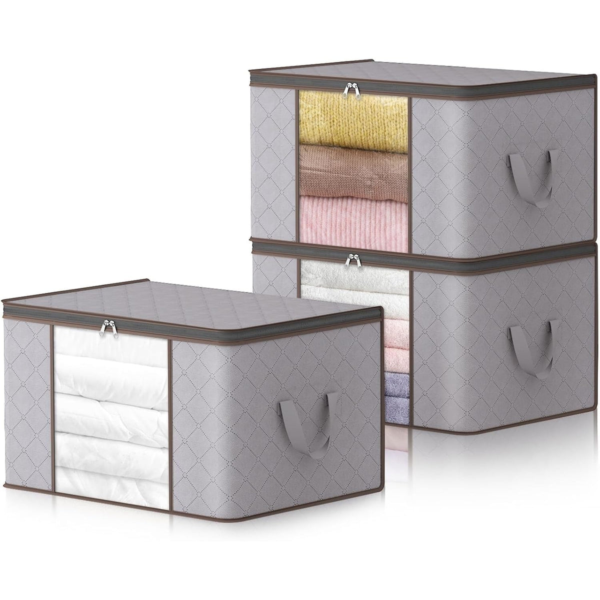 Foldable Clothes Storage Bags with Clear Window and Handles for Blankets - Image 8