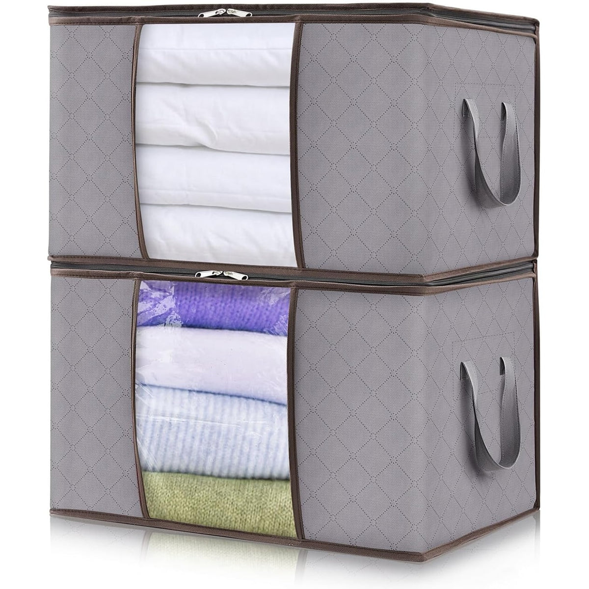 Foldable Clothes Storage Bags with Clear Window and Handles for Blankets - Image 9